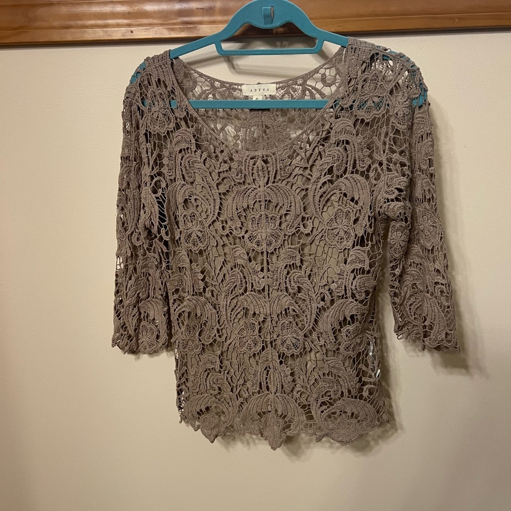 Adiva Beige Crochet Top